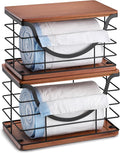 Extra Large Trash Bag Holder Stackable Kitchen Storage, 2 Pack Wall Mounted Pantry Organizers and Storage with Bamboo Top, Garbage Bag Dispenser Under Sink for Laundry Room and Kitchen