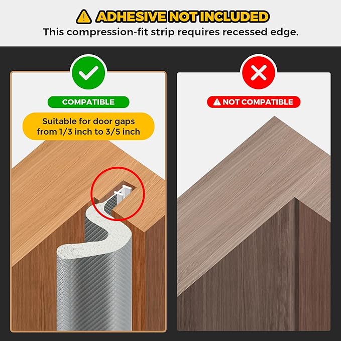 Weather Stripping Door Seal Strip Soundproof Q Foam Tape, Exterior Door Insulation Strip for Large Gap, Easy to Install(Grey, 28FT)