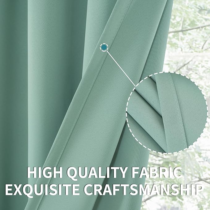 BGment Sage Green Curtains 54 Inch Length for Short Window - Thermal Insulated Blackout Drapes with Rod Pocket for Bedroom Bathroom Basement Living Room, 42 x 54 Inch, 2 Panels
