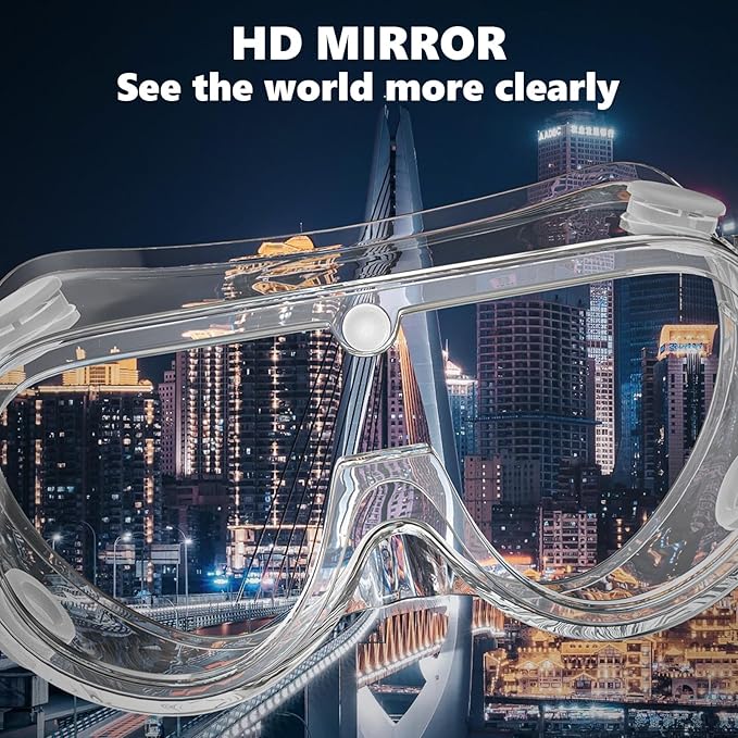 Super More 10PCS Anti-Fog Protective Safety Goggles Clear Lens Wide-Vision Adjustable Chemical Splash Eye Protection Soft Lightweight Eyewear