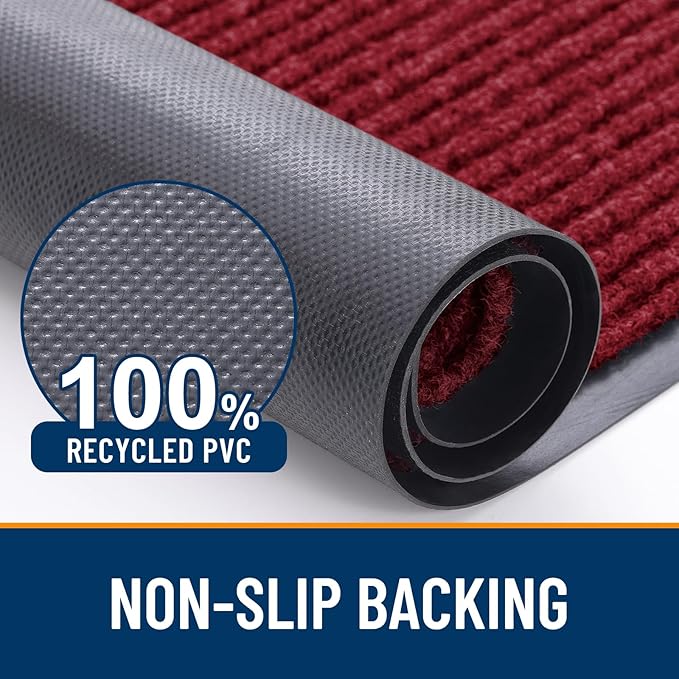 OLANLY Front Door Mat Indoor Outdoor Entrance, Waterproof Heavy Duty Doormat, Fade Resistant, Low Profile, Easy Clean Patio Porch Welcome Floor Mats for Entry, 35x23, Wine Red