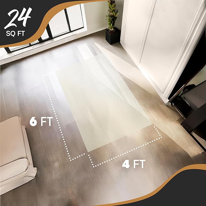 Nevlers 4'x6' White Non Slip Rug Pads | PVC Foam Rug Gripper for Hardwood Floors | Customizable Open Weave Area Rug Pad & Carpet Pad Design| Anti Skid Rug Gripper Pad | Rug Stoppers to Prevent Sliding