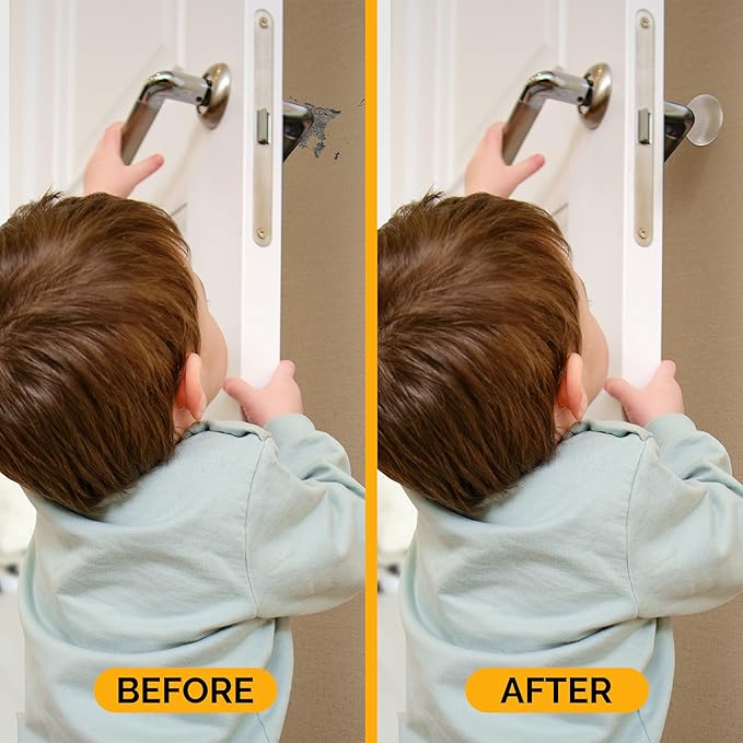 Ducki Door Stop Wall Protector | Self Adhesive Door Knob Wall Protectors from Door Knobs | Rubber Door Stoppers for Wall Damage & Noise | Durable, Shock Absorbent & Discreet | 8 Pack Clear Door Stops