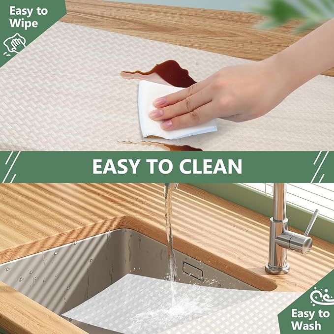 Shelf Liners, Non-Adhesive Drawer Liner, Waterproof & Oil-Proof Kitchen Cabinet Cupboard Liner Plastic EVA Material BPA Free Fridge Liner Mats Paper Protector for Shelves (Clear/12in x 60in)