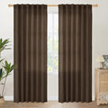 YoungsTex Brown Linen Curtains 84 Inch Length for Living Room, Chocolate Semi Sheer Drapes with Back Tab Rod Pocket Light Filteringfor Bedroom Dining Farmhouse, 2 Panel, 52 X 84 Inch
