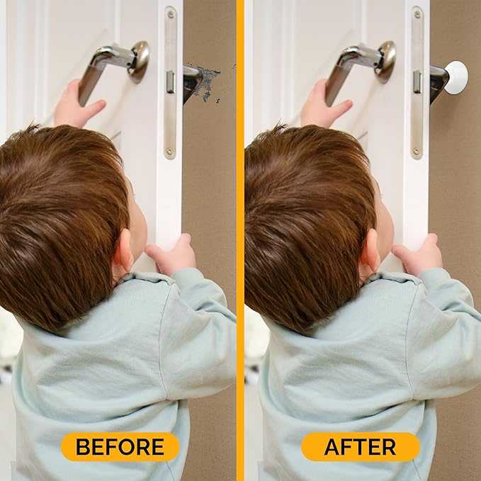 Ducki Door Stop Wall Protector | Self Adhesive Door Knob Wall Protectors from Door Knobs | Rubber Door Stoppers for Wall Damage & Noise | Durable, Shock Absorbent & Discreet | 6 Pack White Door Stops