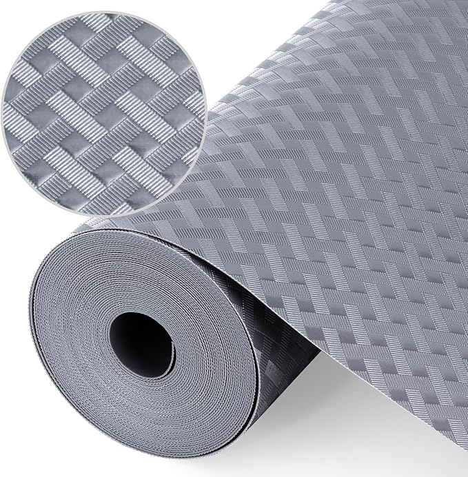 Shelf Liners, Non-Adhesive Drawer Liner, Waterproof & Oil-Proof Kitchen Cabinet Cupboard Liner Plastic EVA Material BPA Free Fridge Liner Mats Paper Protector for Shelves (Grey/20in x 240in)