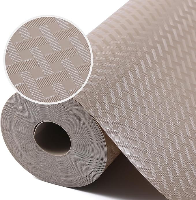 Beige Shelf Liners for Kitchen Cabinets Refrigerator Liners Waterproof & Oil-Proof Kitchen Cupboard Liner Drawer Mats EVA Material Non Adhesive Fridge Liner for Shelves 11.8 x 236.2 Inches