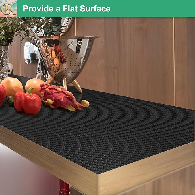Self-Adhesive Shelf Liner Kitchen Liner, Waterproof Backed Paper Easy Peel and Stick Contact Liner Without Residue for Decor Your Desk Surface, Kitchen Countertops (Black, 11.8 x 118.1 inches)