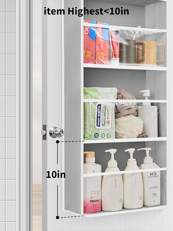 JARLINK 2 Pack Toy Stuffed Animal Storage, Over The Door Organizer W/Clear View Windows, 44lb Load, Baby Toy Storage Organizer for Nursery, Kid Bedroom, Newborn Baby Essentials (Light Grey)