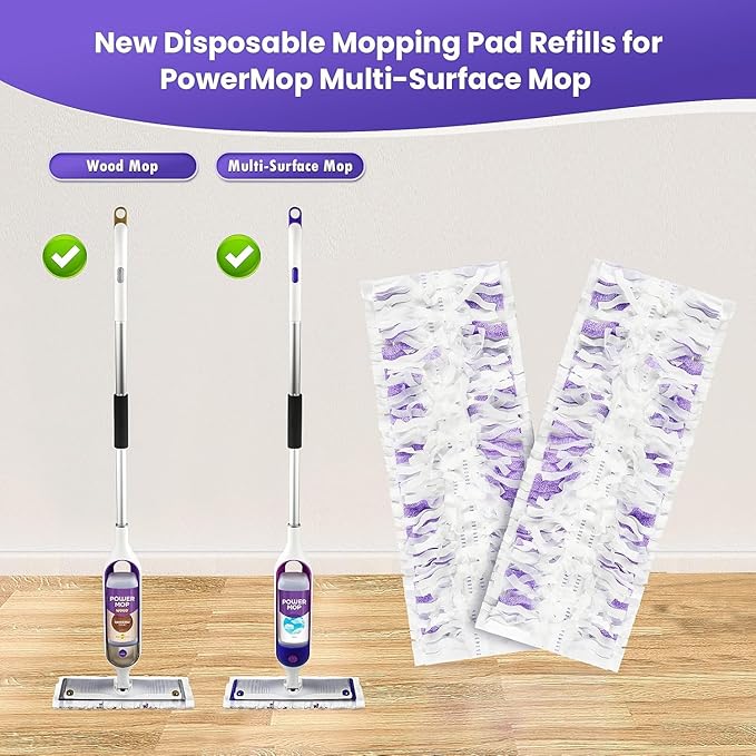 50 Pack Power Mop Refills Pads for Swiffer, Disposable Power Mop Refills for Power Mop Multi-Surface Mop Power Mop Pads Replacement Power Mop Pads Refills Spray Mopping Pads Hardwood Floor Cleaning