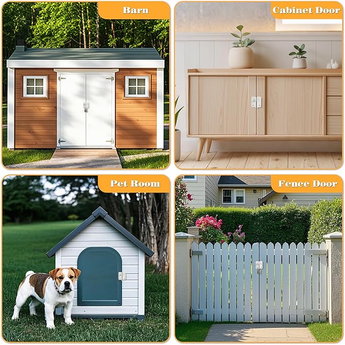 Alise Flip Latch Gate Latch Shed Lock Shed Latch Barn Door Lock Locking Latches for Barn Fence Cabinet Garden Garage Window Pet Dog Cage,Stainless Steel Shed Door Latch Barn Door Lock,White,L-Size