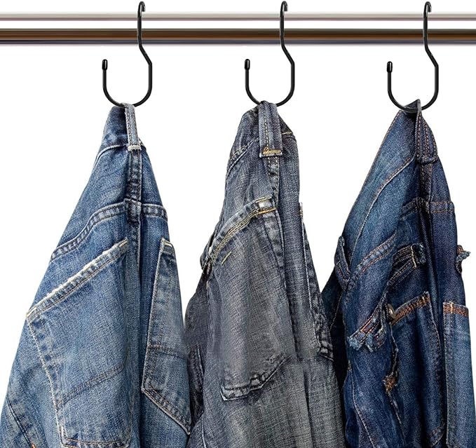Unique Twist Design Bag Hanger Purse Hooks - 5 Inch Large Size Closet Rod Hooks for Hanging Bags, Purses, Handbags, Belts, Scarves, Hats, Clothes, Pans and Pots (12 Pack)