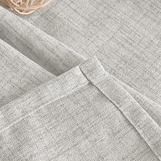 YoungsTex Light Grey Linen Semi Sheer Curtains 84 Inch Length for Living Room 2 Panels Set, Light Filtering Window Treatments Rod Pocket Back Tab for Bedroom Dining Farmhouse, 52 X 84 Inch