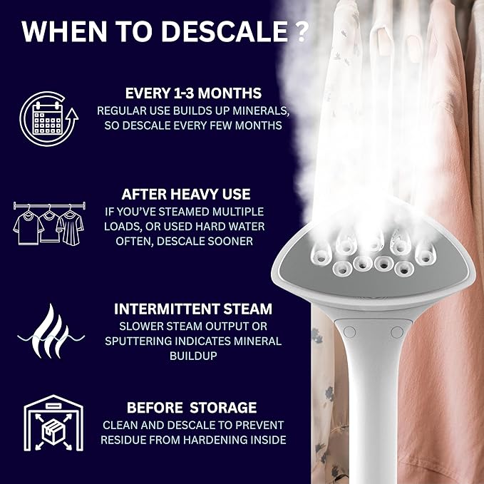SALAV Garment Steamer Descaler/Decalcifier Packets for Mineral Deposits and Build-up Removal, Maintenance for Clothes Steamer, Use 1 Packet Every 4 Months, 3-pack