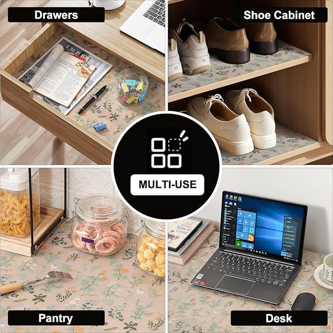 INNOLITES Shelf Liners for Kitchen Cabinets – Drawer Liner Waterproof & Oil-Proof, Non-Adhesive EVA Mat – Durable & Washable – for Shelves, Cupboard, Dresser 17.7" x 197"