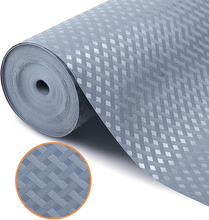Shelf Liners for Kitchen Cabinets Refrigerator Liners Waterproof & Oil-Proof Kitchen Cupboard Liner Non-Slip Drawer Mats EVA Material Non Adhesive Fridge Mats for Shelves 11.8 x 59 Inches