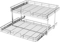 LOVMOR 2 Tier 31½"W x 21½"D, Individual Pull Organizer Kitchen Cabinet Storage Sliding Shelves