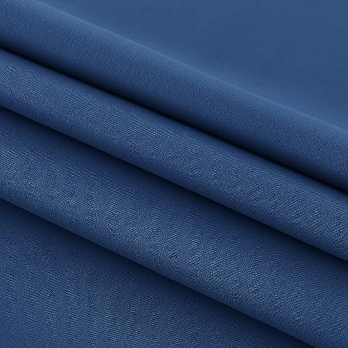 DWCN French Door Curtains – Rod Pocket Thermal Blackout Curtain for Window/Patio Doors/Doorways/Classroom/Kitchen for Privacy, 25W by 40L Inches, 1 Panel with Tieback, Classic Blue