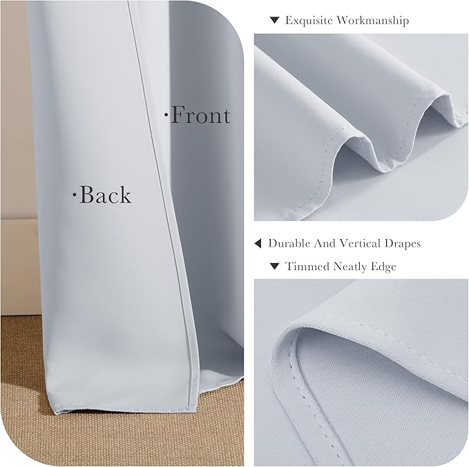 PONY DANCE White Room Darkening Curtains for Living Room 2 Panels Set, 42" W x 60" L, Thermal Insulated Light Blocking (Reduce 50%-60% Sunlight), Window Treatments Drape for Bedroom Privacy Protection