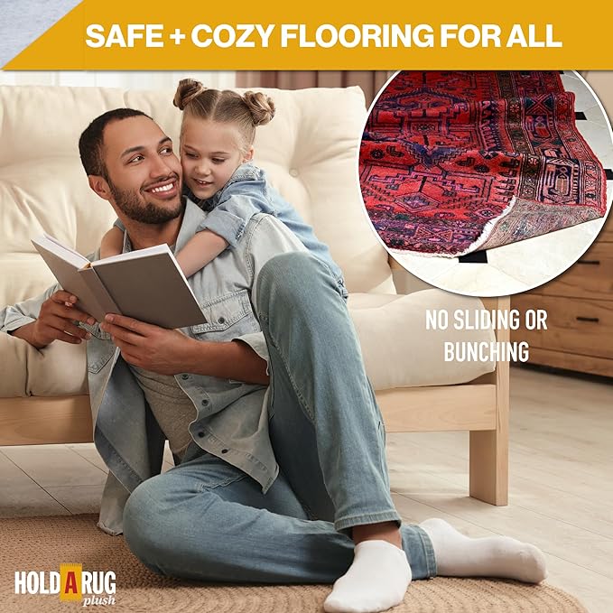 Hold-a-Rug Plush 2' x 16' Nonskid, Nonslip Rug Pad, Reversible Gripper, ¼ Thick, Safe for All Floors and Carpet, Keep Area Rugs Secure