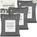 Moso Natural Air Purifying Bag 200g (3 Pack) Bamboo Charcoal Odor Absorber for Home & Car | Closet Odor Eliminator, Small Room Deodorizer & Car Air Freshener | Long Lasting Charcoal Bags Cover 90sqft