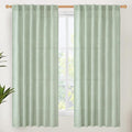YoungsTex Sage Green Linen Curtains 63 Inch Length for Short Living Room, Semi Sheer Window Drapes Light Filtering with Back Tab Rod Pocket for Bedroom Spring Decor, 52 X 63 Inch, 2 Panels