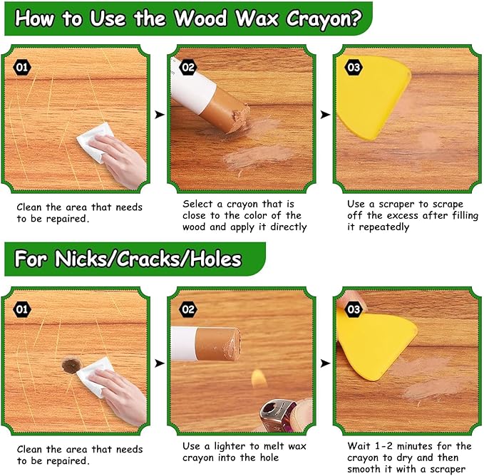Furniture Markers Touch Up, 20 Colors Wood Filler Sticks, Wood Wax Crayons for Repairing Scratches, Scuffs, Cracks, Holes on Furniture, Floors, Cabinets, Tables, and Doors - Tech Wood Series