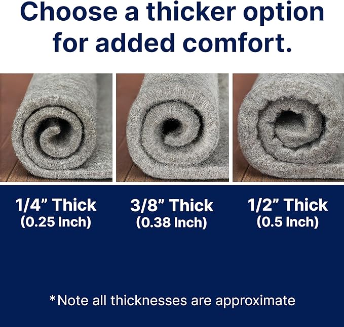RUGPADUSA - Eco-Plush - 11' Square - 1/4" Thick - 100% Felt - Premium Cushioned Rug Pad - Available in 3 Thicknesses, Many Custom Sizes