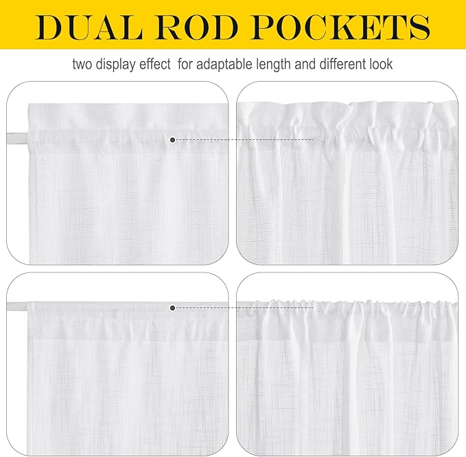 NICETOWN White Sheer Curtains for French Front Door, Short Curtains for Small Window, Sidelight Thermal Insulated Door Side Window Covering, W26 x L64, 1 Panel