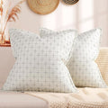 ZWJD Pillow Covers 16x16 Set of 2 Soft Polyester Textured Pillow Covers with Stylish Flange Edge Cozy Farmhouse Throw Pillows for Couch Bed Sofa Living Room