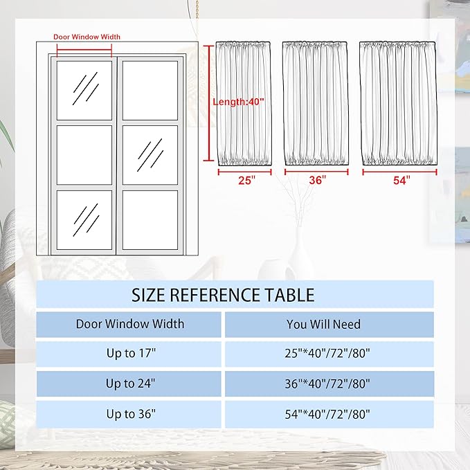 DWCN French Door Curtains – Rod Pocket Thermal Blackout Curtain for Doors with Glass Window, Kitchen and Patio Doors for Privacy, 54 X 40 Inches Long, 1 Curtain Panel with Tieback, Taupe