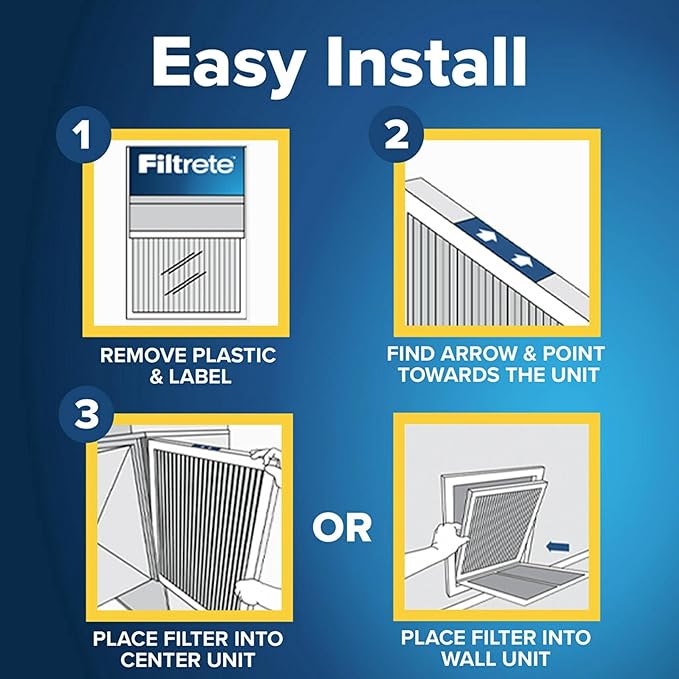 Filtrete 16x21x1 AC Furnace Air Filter, MERV 11, MPR 1000, Micro Allergen Defense, 3-Month Pleated 1-Inch Electrostatic Air Cleaning Filter, 4 Pack