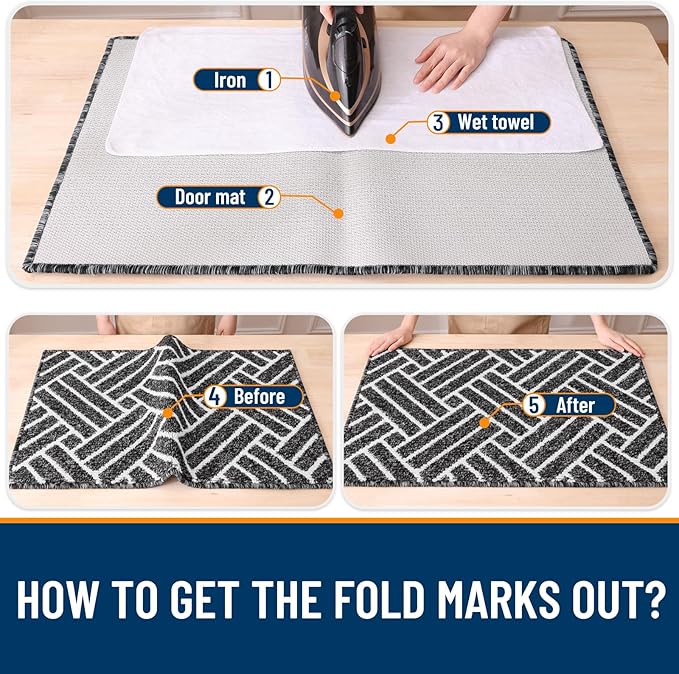 OLANLY Large Indoor Door Mat, 59x35 Inch, Dirt Resistant and Absorbent, Non-Slip Rubber Backing Floor Mats, Easy Clean Low-Profile Doormat for Entryway, Front Door, and Inside Entrance, Black