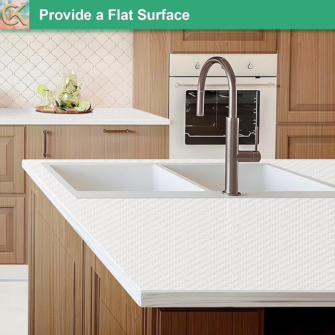 Self-Adhesive Shelf Liner Kitchen Liner, Waterproof Backed Paper Easy Peel and Stick Contact Liner Without Residue for Decor Your Desk Surface, Kitchen Countertops (White, 11.8 x 59 inches)
