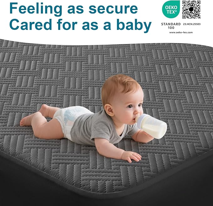 Waterproof Mattress Protector Full Size - Breathable, Noiseless, Ultra-Soft Bed Cover, Mattress Pad Cover with Deep Stretchable Pockets 8"-21" (Gray)