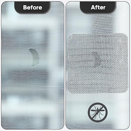 14 Sheets Window Screen Patches Repair Kit, Black 3 Sizes Window Screen Repair Kit for Mesh Screen Door, Strong Adhesive Fiberglass Quick Screen Repair Tape