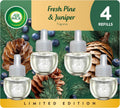Air Wick Plug-In Scented Oil Refills, 4 Count, Fresh Pine and Juniper, Air Freshener, Essential Oils, Eco Friendly