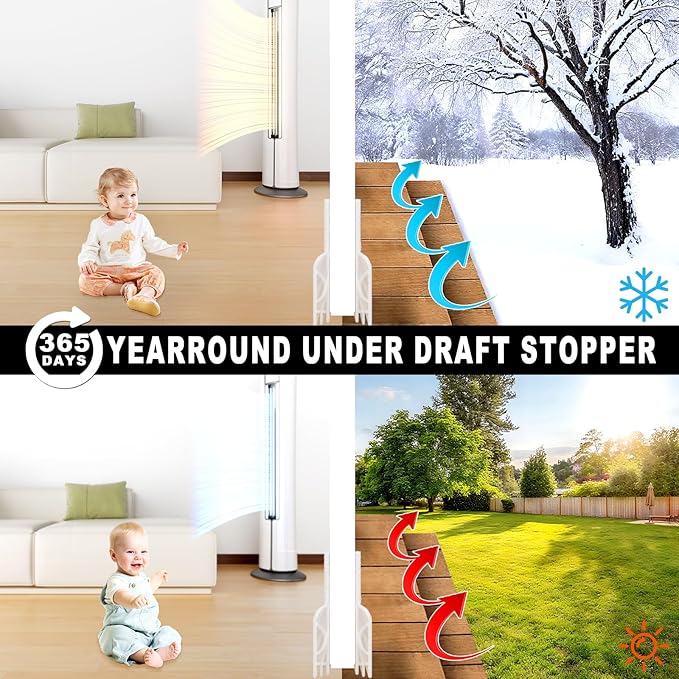 Door Draft Stopper,Door Sweep for Bottom of Door,Weather Stripping Door Seal Draft Guard Blocker Noise Cold Air Insulation Soundproofing for Exterior Interior Home Improvement(Transparent, 78")