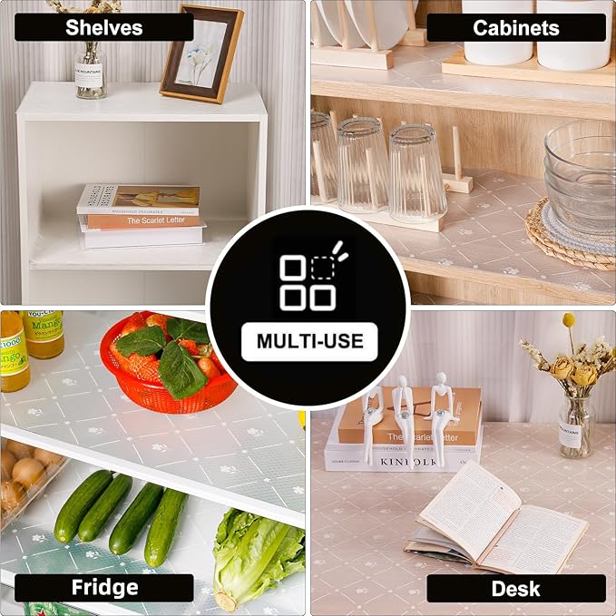 INNOLITES Shelf Liners for Kitchen Cabinets, Non Adhesive Drawer Cabinet Liner, Waterproof Oil-Proof Non-Slip Shelf Liner for Kitchen Pantry Refrigerator 11.8" x 360"