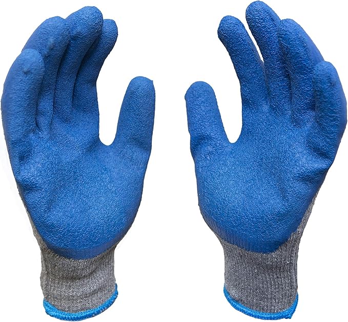 G & F Products - 3100S 12 Pairs Small Rubber Latex Double Coated Work Gloves for Construction, gardening gloves, heavy duty Cotton Blend Blue