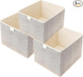Storage Baskets, 11.8-Inch Woven Fabric Bins, Storage Cubes with Reinforced Handles, Organizer Bins for Closet Shelves, Foldable, for Toys, Clothes, Natural Beige (3PCS/Beige-11.8*11.8*11.8inch)