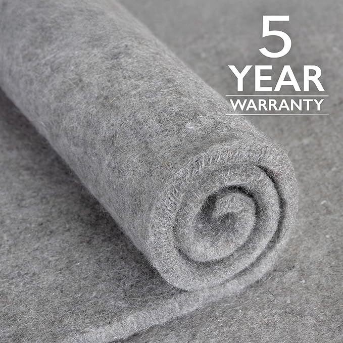 RUGPADUSA - Eco-Plush - 6'x8' - 1/2" Thick - 100% Felt - Luxurious Cushioned Rug Pad - Available in 3 Thicknesses, Many Custom Sizes