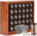 AllSpice Spice Rack Organizer, Wood, 525 Unique Labels, Countertop or Wall Mount, Includes 30 4oz Jars- Cherry Stain