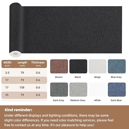 Fabric Repair Patch, 17X158 Inch Fabric Large Repair Tape, Self-Adhesive Patches for Furniture, Sofa, Car Interior, Shoes, Hand Bag, Clothing (White, 17X158 Inch)