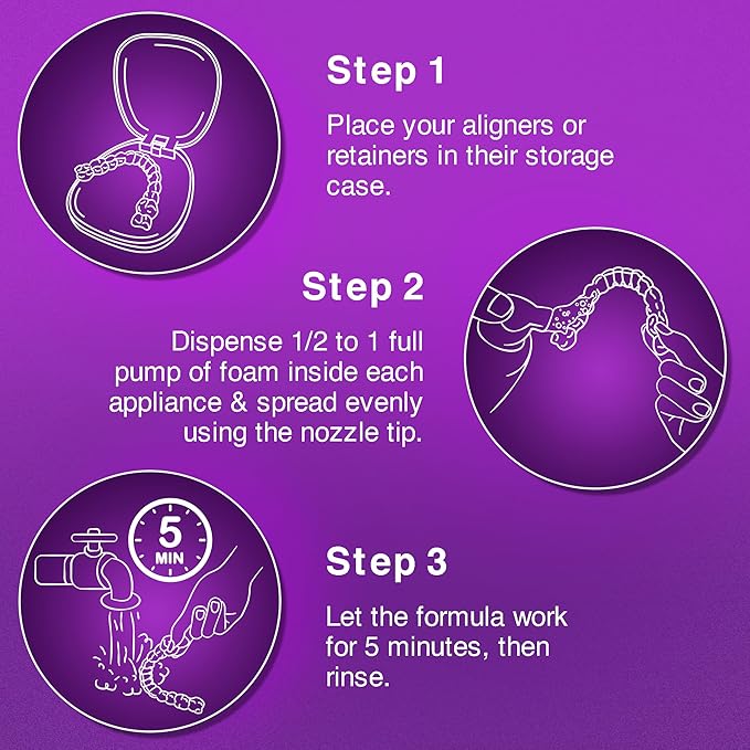 GuruNanda Aligner & Retainer Cleaner Foam – Gentle Cleaning for Aligners, Retainers, Veneers & Mouthguard, Helps Neutralize Odors, Ideal for Daily Use, 100 ml