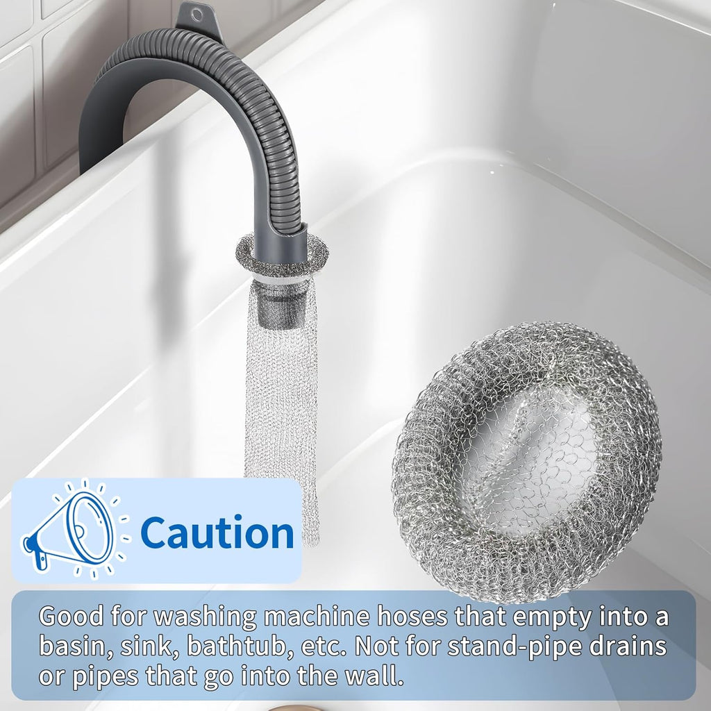 24 Pieces Lint Traps Stainless Steel Washing Machine Lint Snare Traps Laundry Mesh Washer Hose Filter with 24 pcs Cable Ties