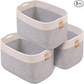 CHAT BLANC Cotton Rope Baskets for Organizing | Storage Baskets for Shelves | Rope Basket for Storage, Small Laundry Baskets, Woven Baskets for Storage, Dog Toy Bin, Baby Basket,Off White &Gray 3 Pack