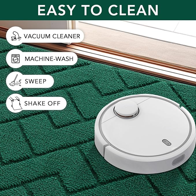 hicorfe Front Door Mat Outside Entrance,24"x35" Absorbent Muddy Dirt Resist Welcome Door Mats Outdoor Indoor,Stain and Fade Resistant,Non Slip Backing Entry Mat Doormat for Entryway (Evergreen)