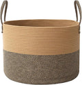 Woven Blanket Basket,115L Large Rope Storage Bin with Handles, Organizer for Blankets Toys Book and Clothes, Laundry Basket for Living Room Bedroom Nursery,Jute&Black